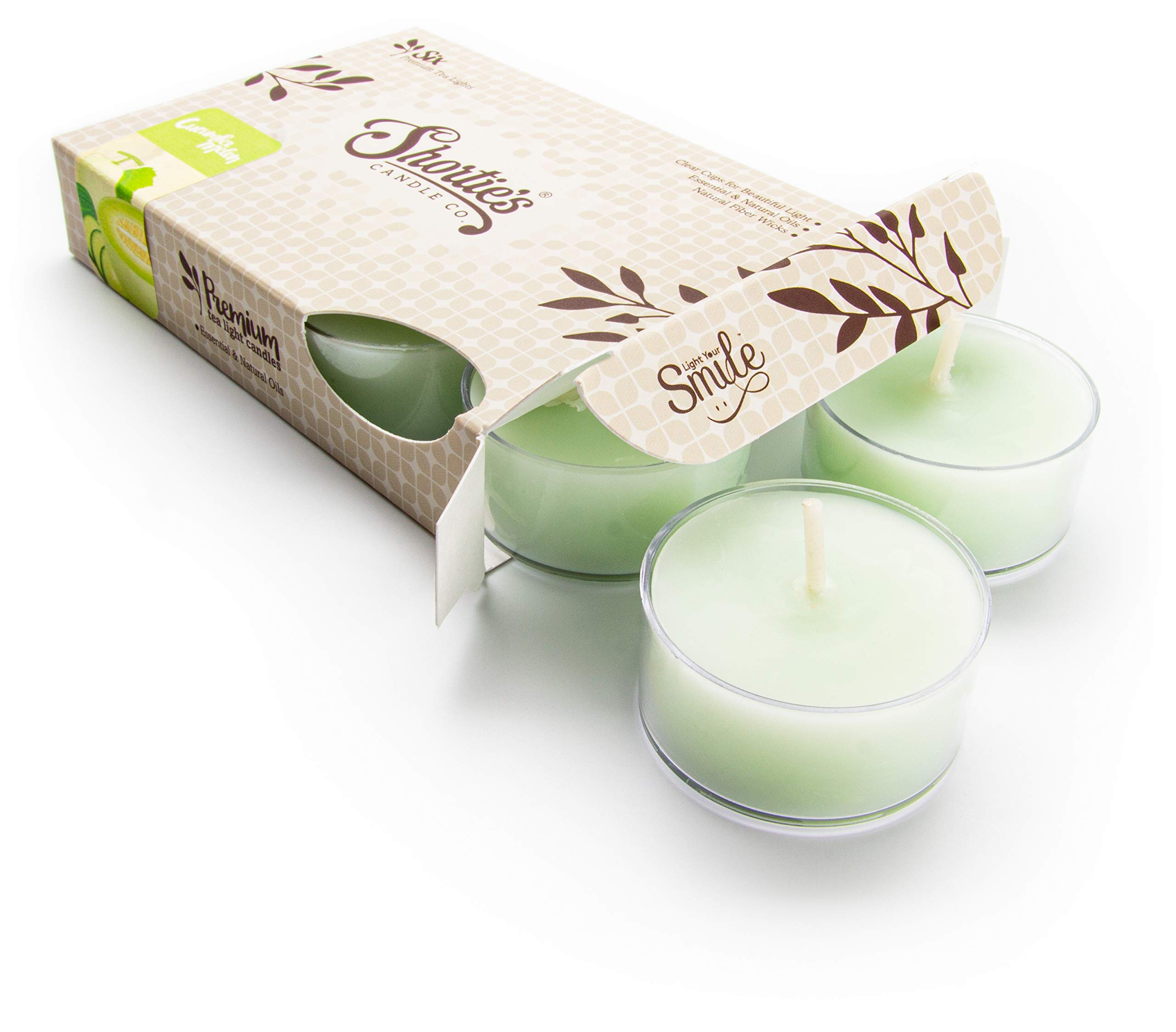 Premium Cucumber Melon Scented Tealight Candles - Pack of 6 Green Highly Fragrant Tea Lights - USA Made Fresh & Clean Collection - Perfect for Relaxation, Spa Days & Home Decor