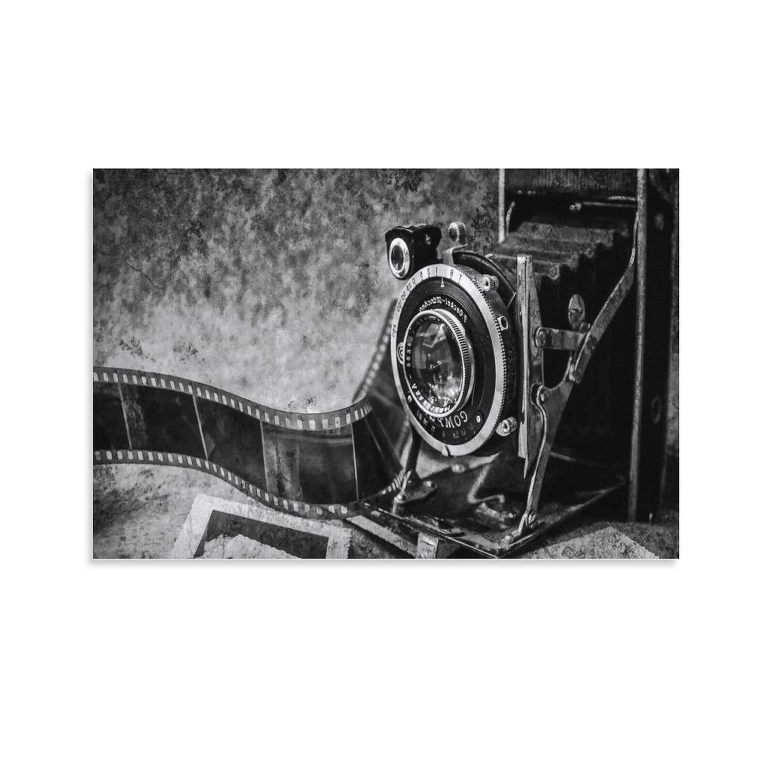 Vintage Camera Art Poster - 8x12 Inch (20x30cm) Black & White Photography Wall Decor for Bedroom, Living Room, Office - Perfect for Photography Lovers & Retro Home Aesthetic