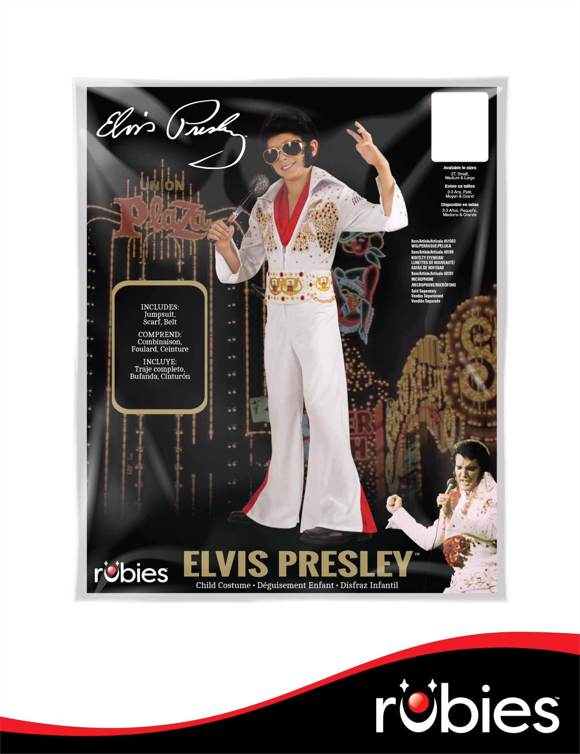 Rubies Child's Deluxe Elvis Costume - Kids Elvis Presley Halloween Outfit with Jumpsuit & Belt - Perfect for Halloween Parties, Dress-Up & Cosplay