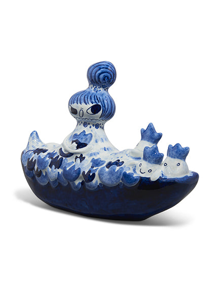 AYAKO ROKKAKU X ROYAL DELFT Ceramic Art Sculpture - Handcrafted Blue Porcelain Figurine for Home Decor & Art Collection - Perfect for Living Room Display, Office Decor, and Unique Gift Giving