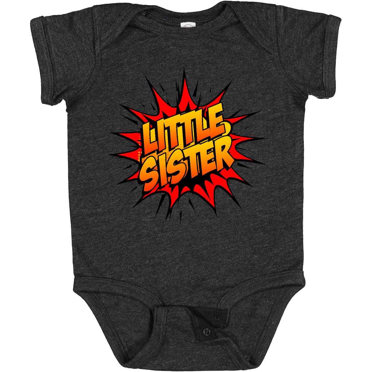 Inktastic Little Sister Super Hero Baby Bodysuit - Cute Superhero Outfit for Toddler Girls, Soft Cotton Infant Onesie - Perfect for Birthday Gifts, Sibling Matching, and Photo Shoots