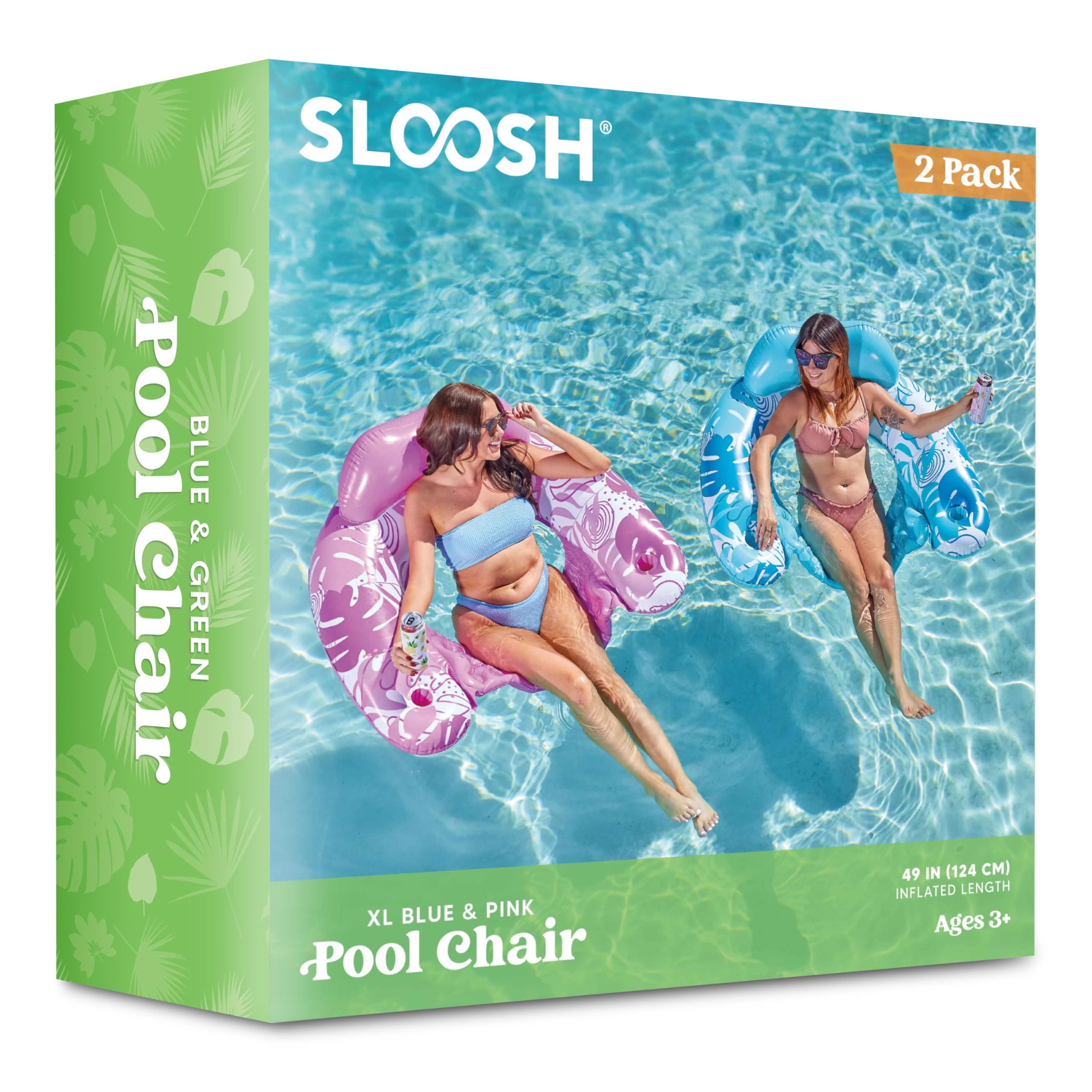 **SLOOSH 2-Pack Inflatable Pool Floats for Adults - Floating Chairs with Cup Holders, Blow Up Hammock Noodle Mat - Summer Water Fun for Pool, Beach, and Swimming Parties**    *(Use Cases: Perfect for relaxing by the pool, floating in the ocean, or lounging at summer parties with friends and family.)*