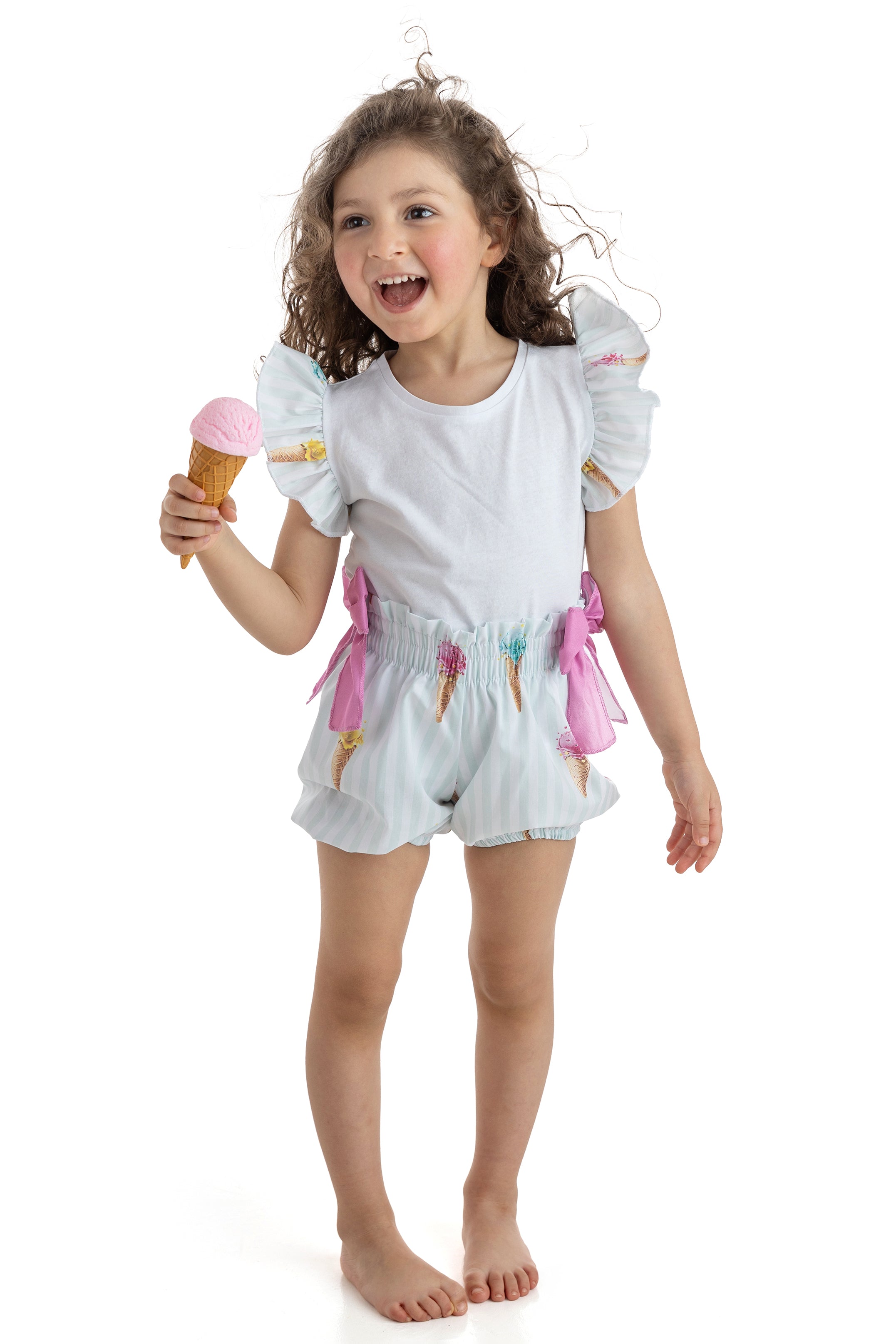 ICE CREAMS Cotton T-Shirt & Shorts Set - Soft and Comfortable Summer Outfit for Men & Women - Perfect for Beach, Casual Wear, and Outdoor Activities