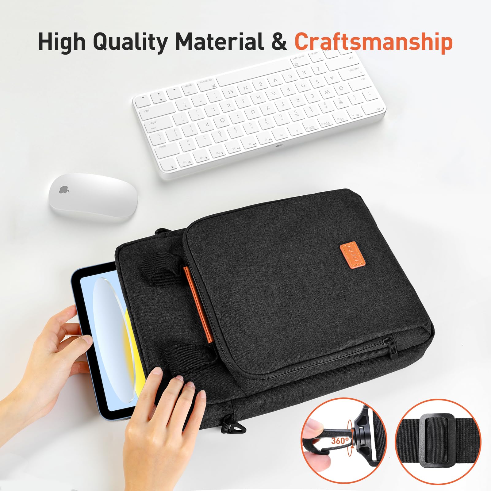 DTTO 9-11 Inch Tablet Sleeve Bag with Adjustable Shoulder Strap & Dual Handles - Compatible with iPad 11-inch A16/Air M3/M2, iPad 10/9/8/7th Gen, iPad Air 5/4 10.9