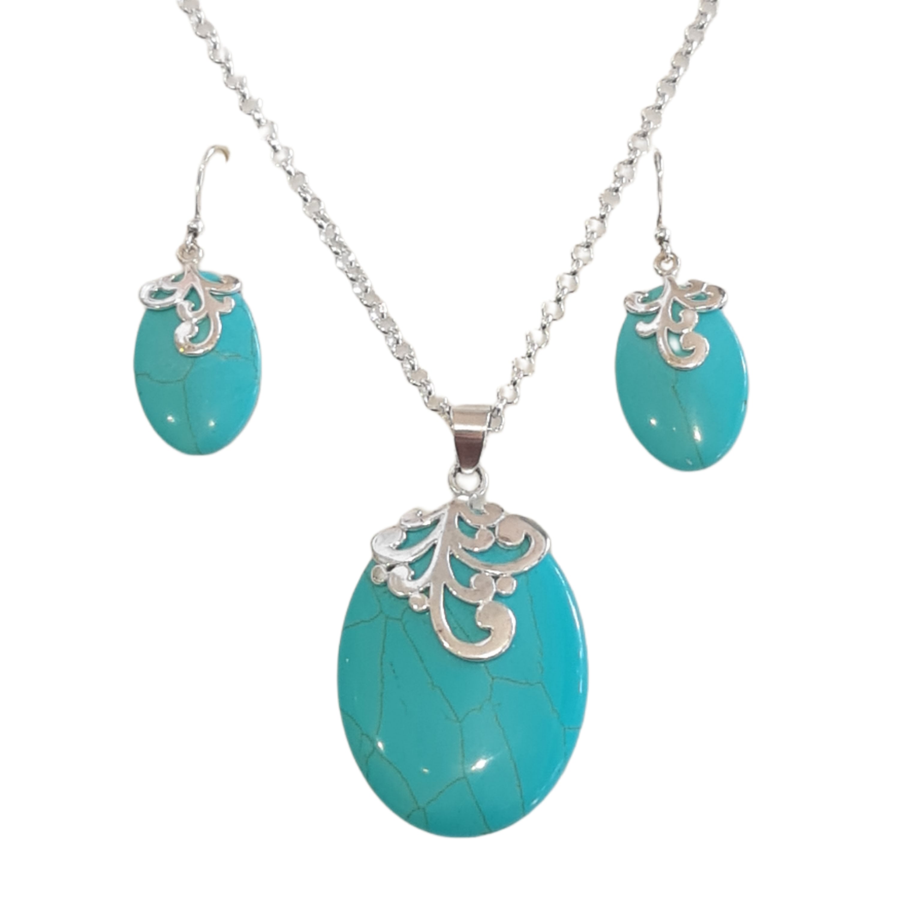 Turquoise Jewelry Set - Necklace & Earrings for Women, Handmade Boho Style, Perfect for Gifts, Parties & Everyday Wear