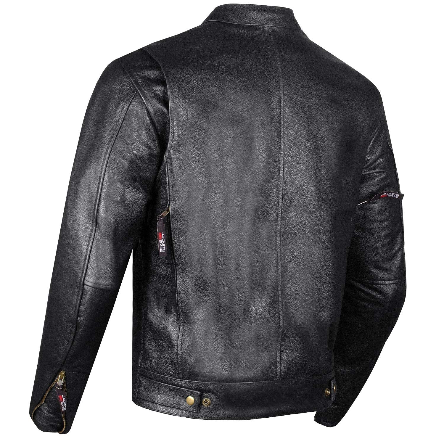 Premium Men's Buffalo Leather Motorcycle Jacket with CE Armor - Concealed Carry Gun Pockets - Black Cruiser Biker Jacket for Commuting & Road Trips