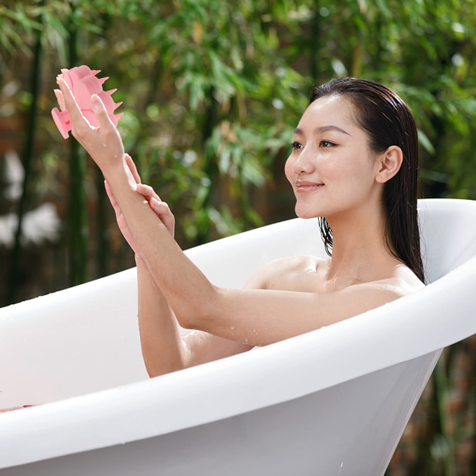 EXCLUZO Silicone Scalp Brush for Deep Cleaning & Exfoliation - Gentle Hair & Scalp Massager for Dandruff Removal & Relaxation (Pink) - Perfect for Shower, Spa & Home Hair Care Routine