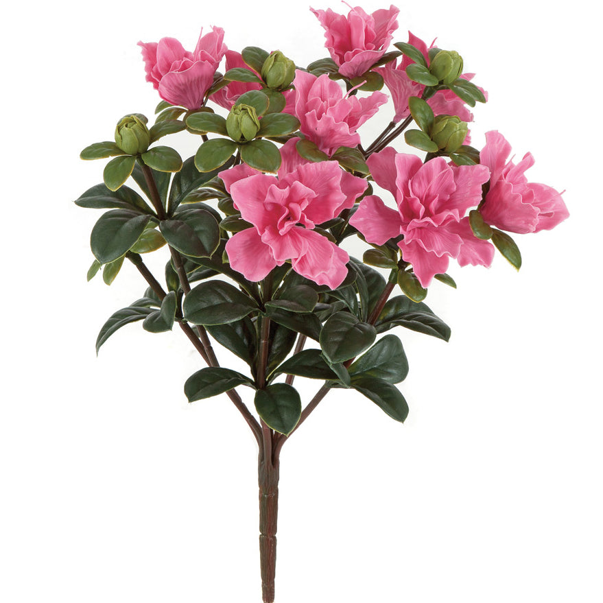 UV-Resistant Outdoor Artificial Azalea Flower Bush - Pink (Pack of 6) | Faux Garden Decor for Patio, Yard & Landscaping | Weatherproof Home & Commercial Use