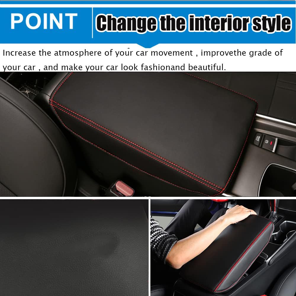 Premium Leather Center Console Cover Armrest Pad Protector for Honda Accord 10th Gen (2018-2022) - Red & Black Car Interior Accessories | Perfect for Daily Commute & Road Trips