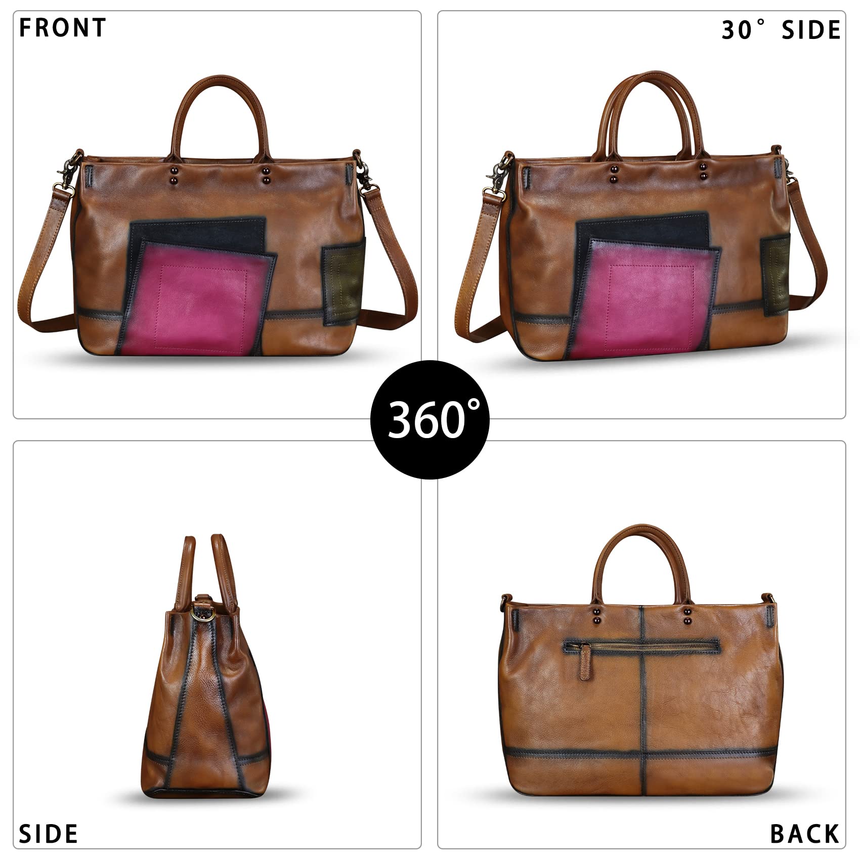 Genuine Leather Satchel for Women - Premium Handmade Work Tote Bag with Top Handle & Crossbody Strap - Perfect for Office, Travel & Everyday Use