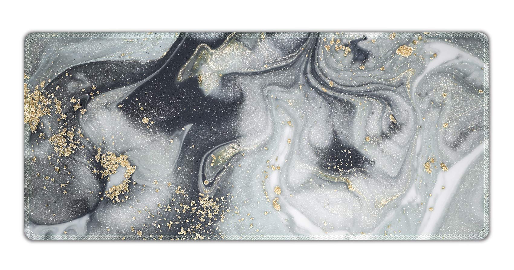 XXL Extended Gaming Mouse Pad - 35.1x15.75 Inch Large Non-Slip Rubber Base Desk Mat for Computer, Laptop, Keyboard & Mouse | Stitched Edges, Waterproof Surface | Perfect for Work, Office & Gaming Setup | Grey Marble Design