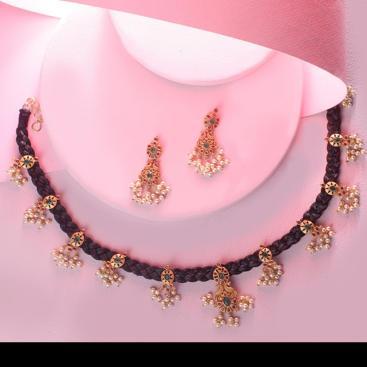 Antique Gold Plated Lalita CZ Pendant Necklace & Earrings Set for Women - Elegant Cubic Zirconia Jewelry Gift for Birthday, Anniversary & Special Occasions