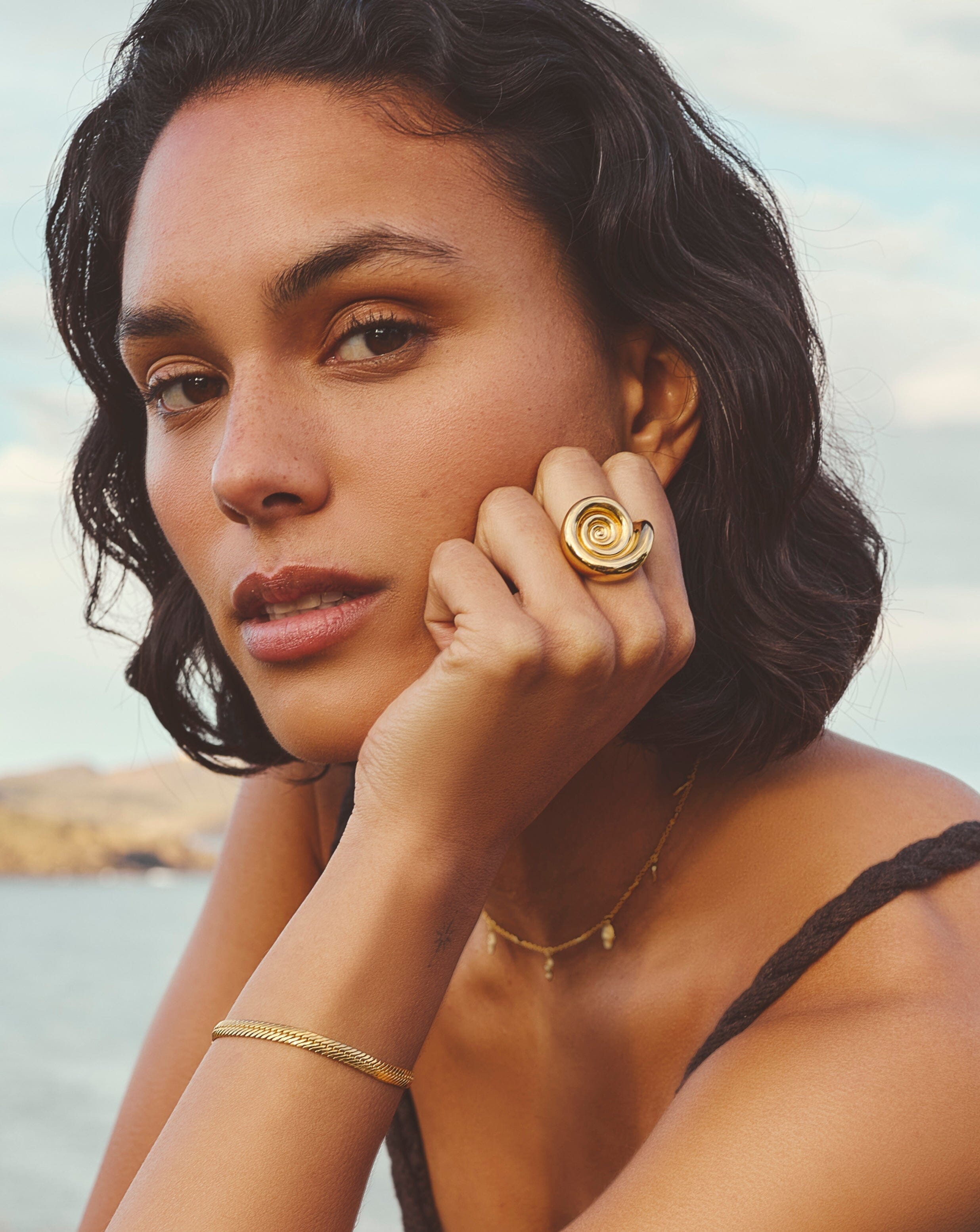 18k Gold Plated Spiral Statement Ring for Women - Elegant Boho Jewelry Gift for Party, Wedding & Everyday Wear