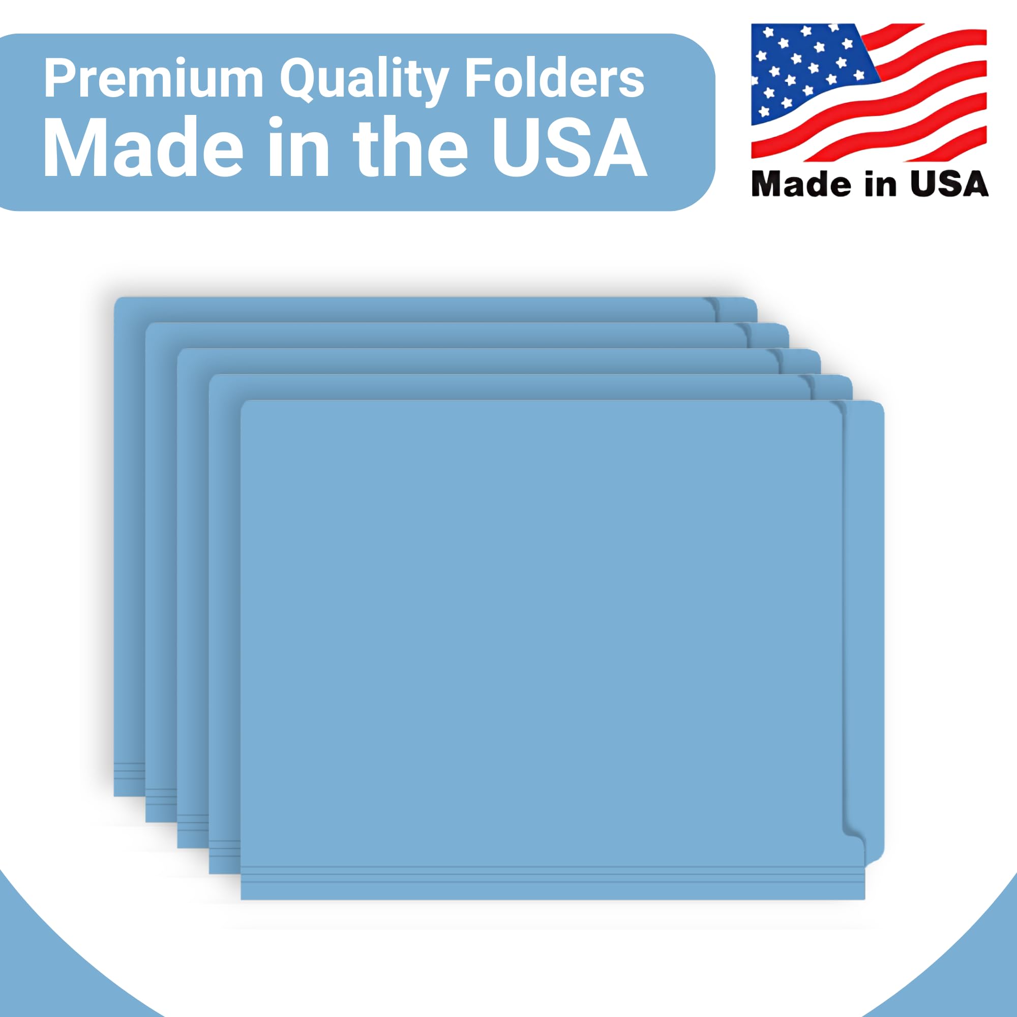 Premium Blue Letter Size File Folders - 14pt Reinforced End Tab Folders for Office, School & Medical Use - Durable 250-Pack Carton for Organizing Documents & Doctor Supplies