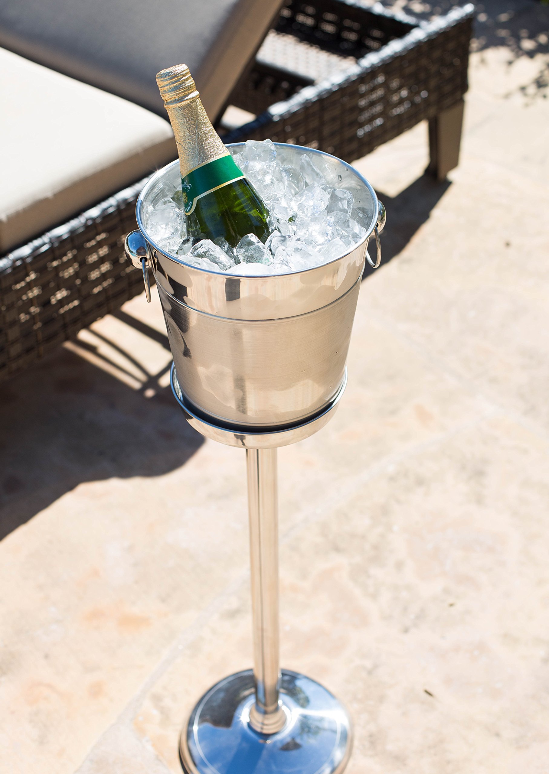 BIRDROCK HOME 18/8 Stainless Steel Champagne Bucket with Stand | Premium Wine Chiller for Parties & Events | 32 Inch Freestanding Ice Bucket | Indoor & Outdoor Use | Perfect for Weddings, BBQs & Home Entertaining