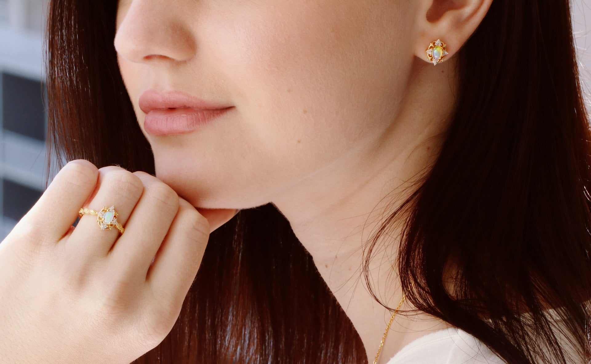 Claire Australian Opal Ring 14K Yellow Gold Vermeil - Elegant Birthstone Jewelry for Women, Perfect Gift for Anniversary, Birthday & Special Occasions