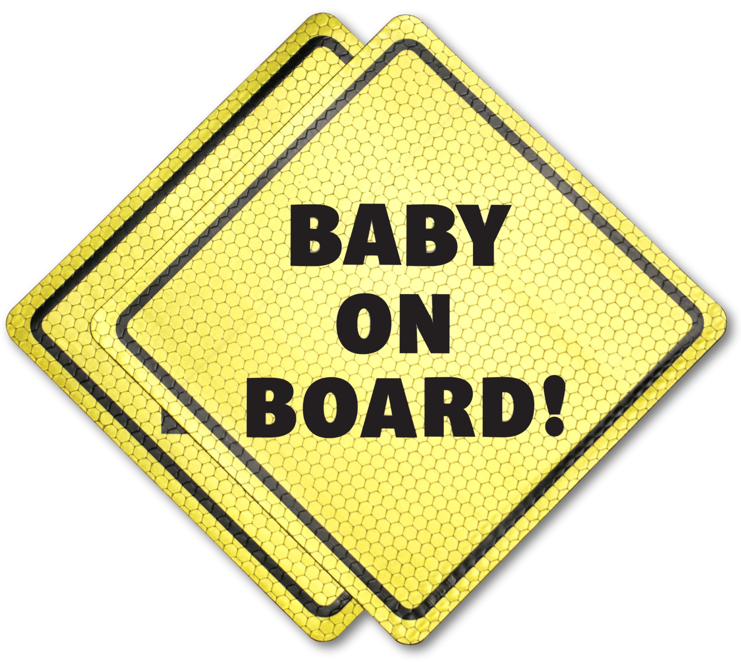 Baby On Board Car Sign - 2 Pack Reflective Magnetic Bumper Sticker (5.5