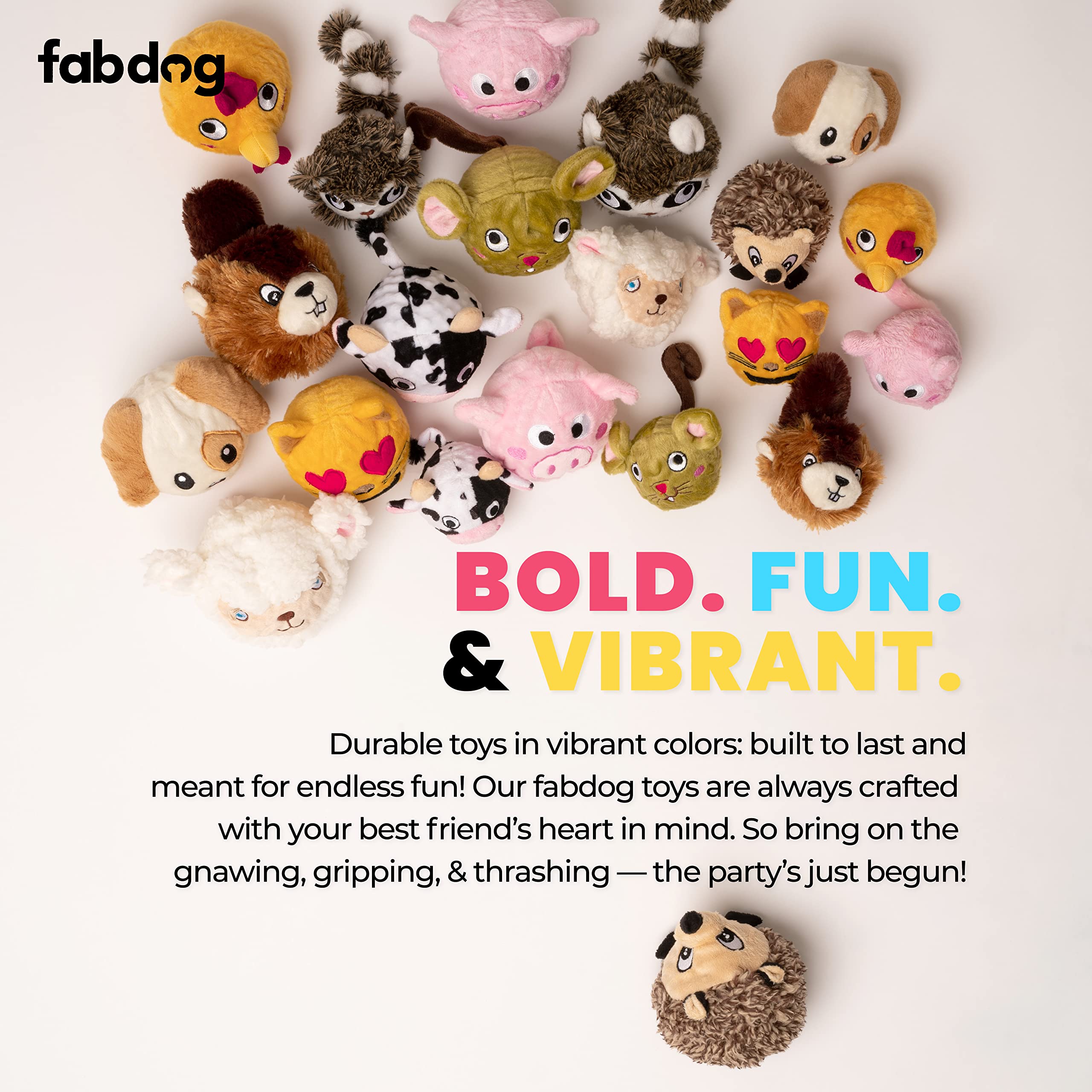 Fabdog Faballs Super Squeaky Durable Dog Ball Toys for All Breeds - Plush Squeak Toy Balls with Animal Designs (Lady Bug) - Perfect for Fetch, Training & Playtime Indoors/Outdoors