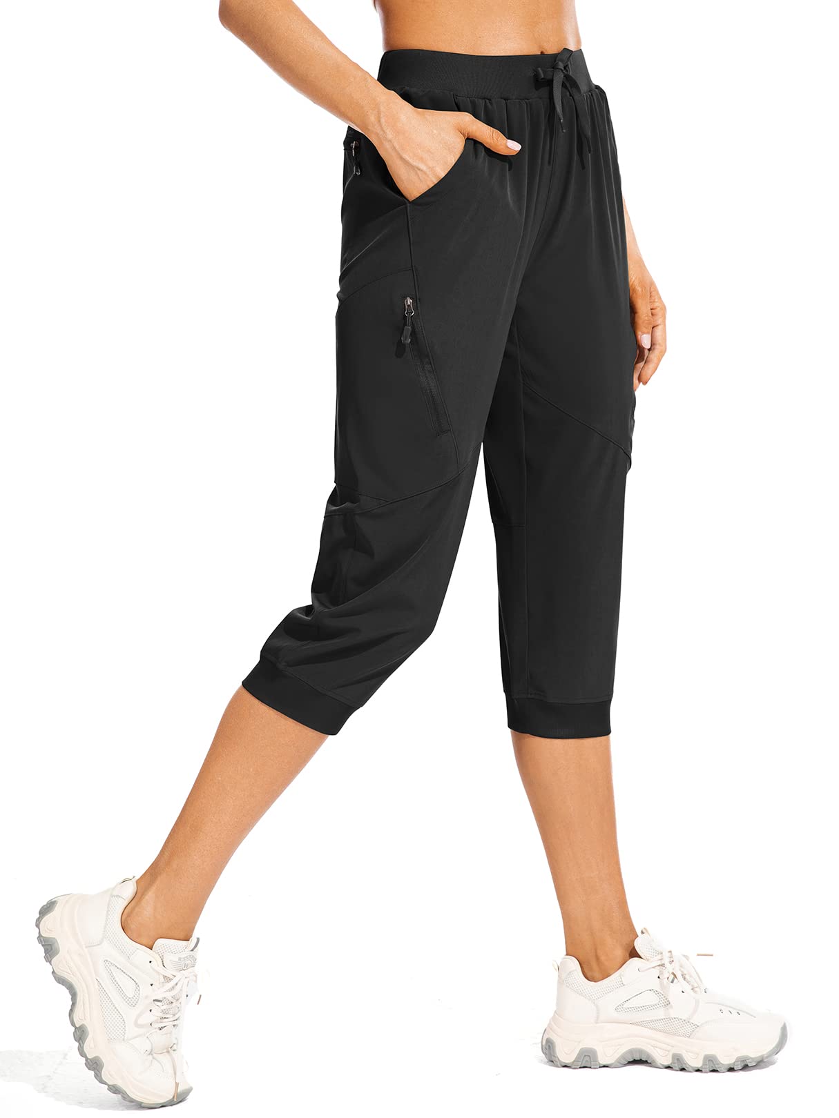 Women's Lightweight Quick Dry Capri Pants with Zipper Pockets - Cargo Hiking Pants for Outdoor Activities, Travel & Summer Adventures