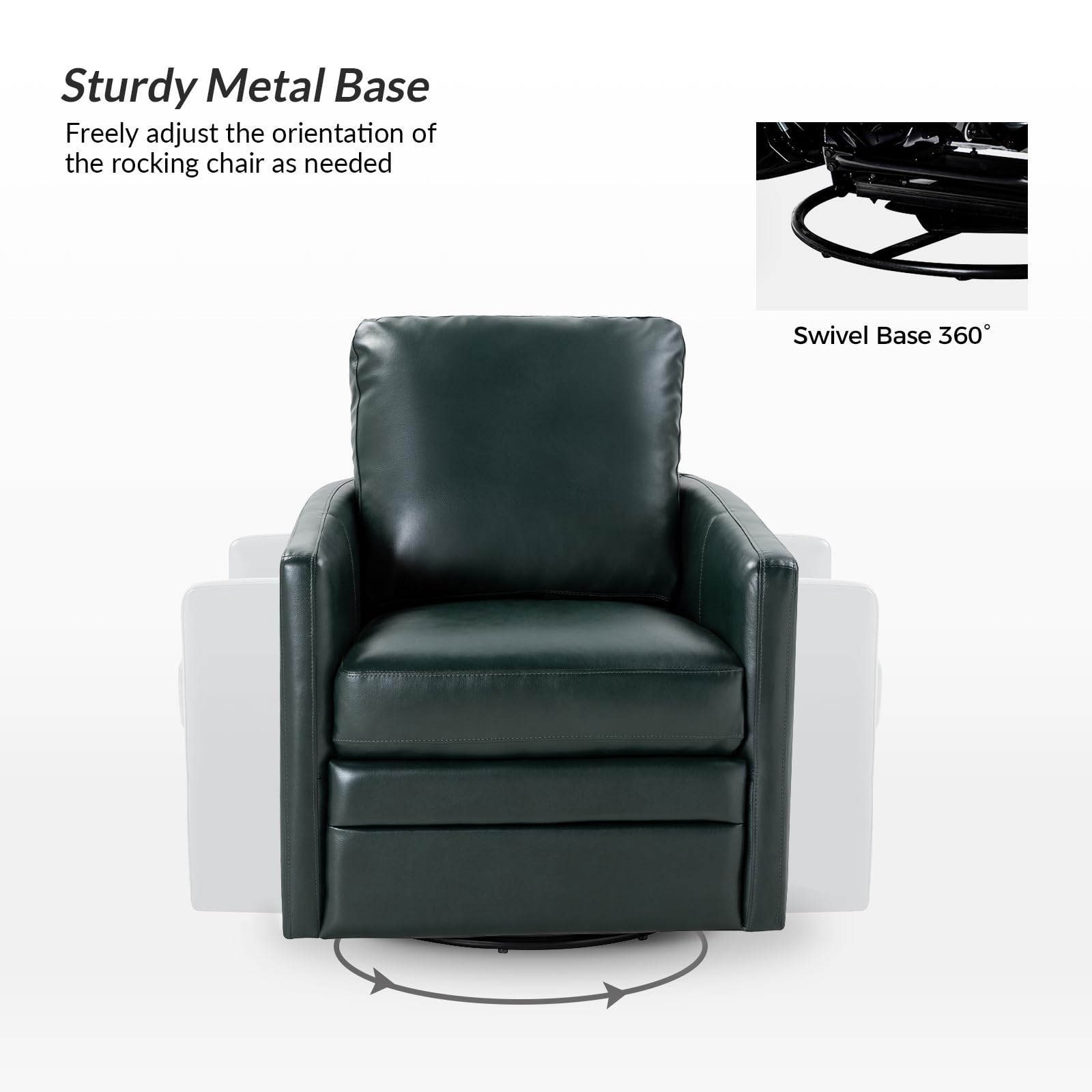 Modern Leather Swivel Barrel Chair with Removable Pillow - Accent Armchair for Living Room, Home Office & Lounge - HULALA HOME Comfortable Seating Furniture