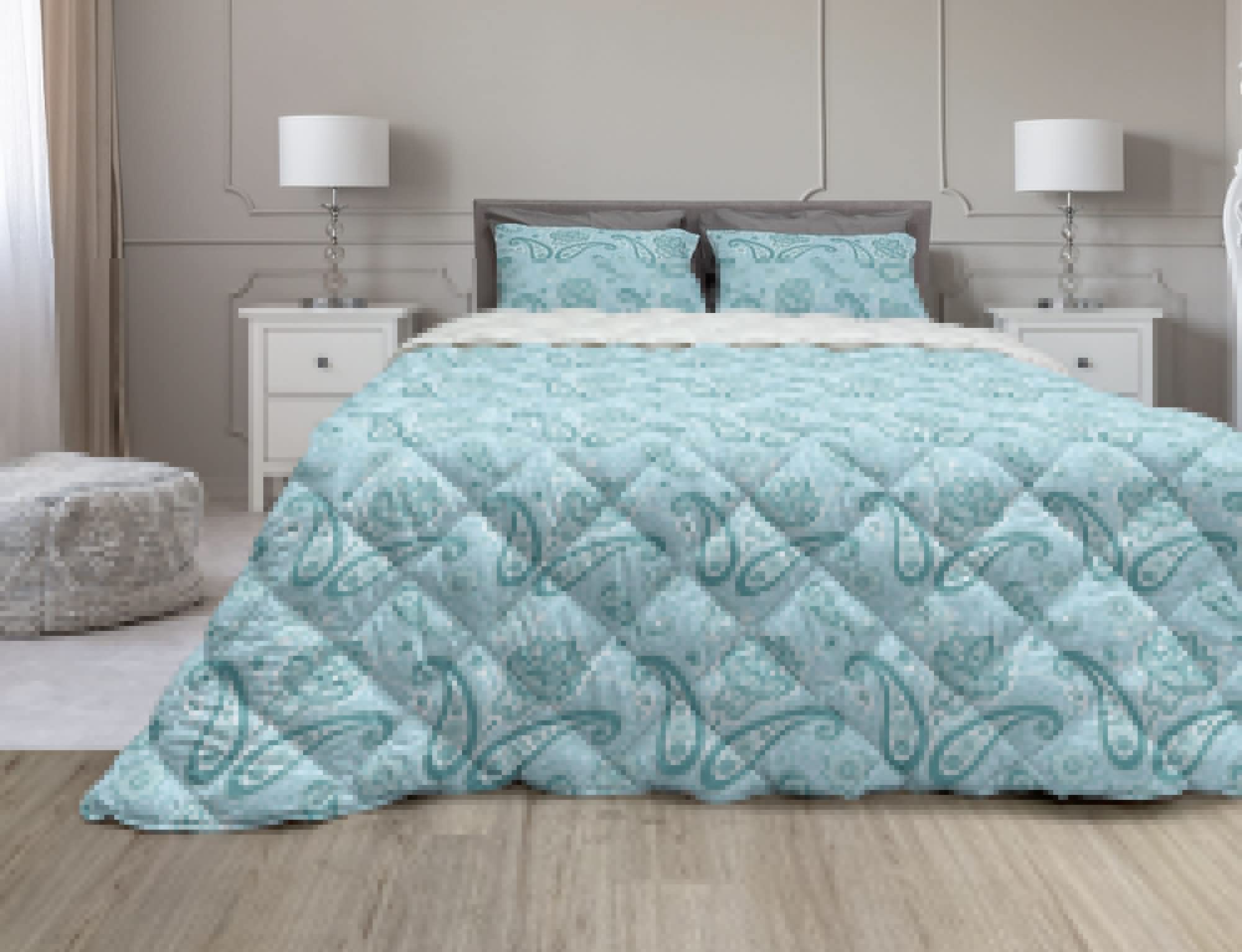 Ambesonne Paisley Comforter & Sham Bedding Set - Floral Bohemian Style Microfiber Duvet Cover with Persian Print, Twin XL Size, Pale Blue Teal - Perfect for Bohemian Bedroom Decor, Guest Room, Dorm & Cozy Home Makeover