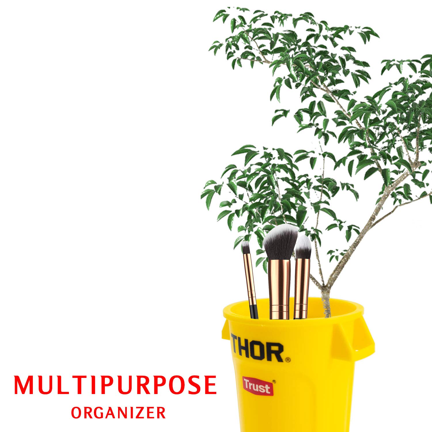 Carrotez Desk Pen Holder & Makeup Brush Organizer - Durable Pencil Cup for Kids, Home & Office - Yellow (Perfect for School Supplies, Makeup Vanity & Workspace Organization)