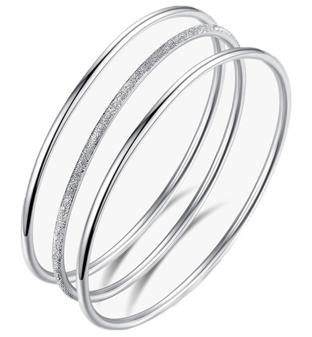 Sterling Silver Bangle Bracelets for Women - 925 Silver Adjustable Cuff Bracelet | Fashionable Open Bangle Jewelry for Mom, Wife, Girlfriend | Perfect for Mother's Day, Valentine's Gift, Anniversary & Everyday Wear