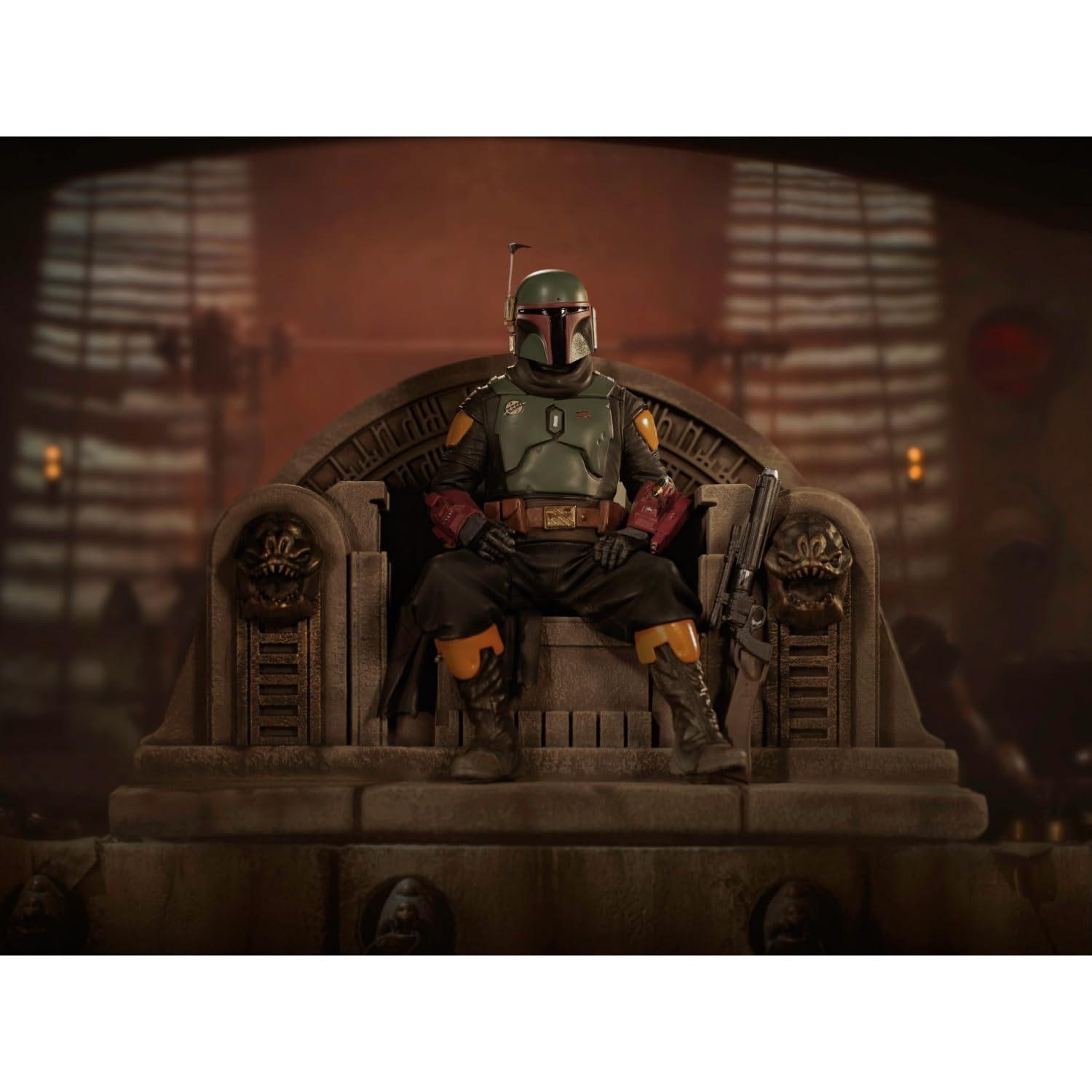 Iron Studios 1:10 Scale Boba Fett on Throne Statue - The Mandalorian Collectible Figure for Display & Home Decor