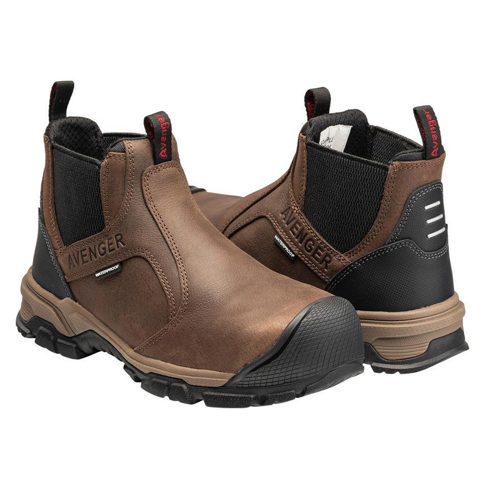 Ripsaw Puncture Resistant Alloy Toe Chelsea Work Boots for Men - Brown Leather Safety Shoes for Construction & Warehouse Work