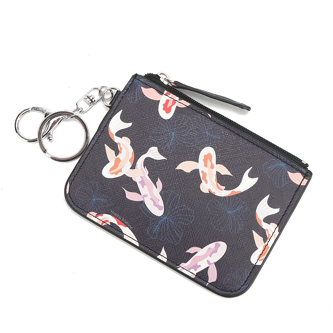 Premium May Koi Navy Leather Card Holder - Slim RFID Blocking Wallet for Credit Cards & IDs | Perfect for Travel, Business, and Everyday Use