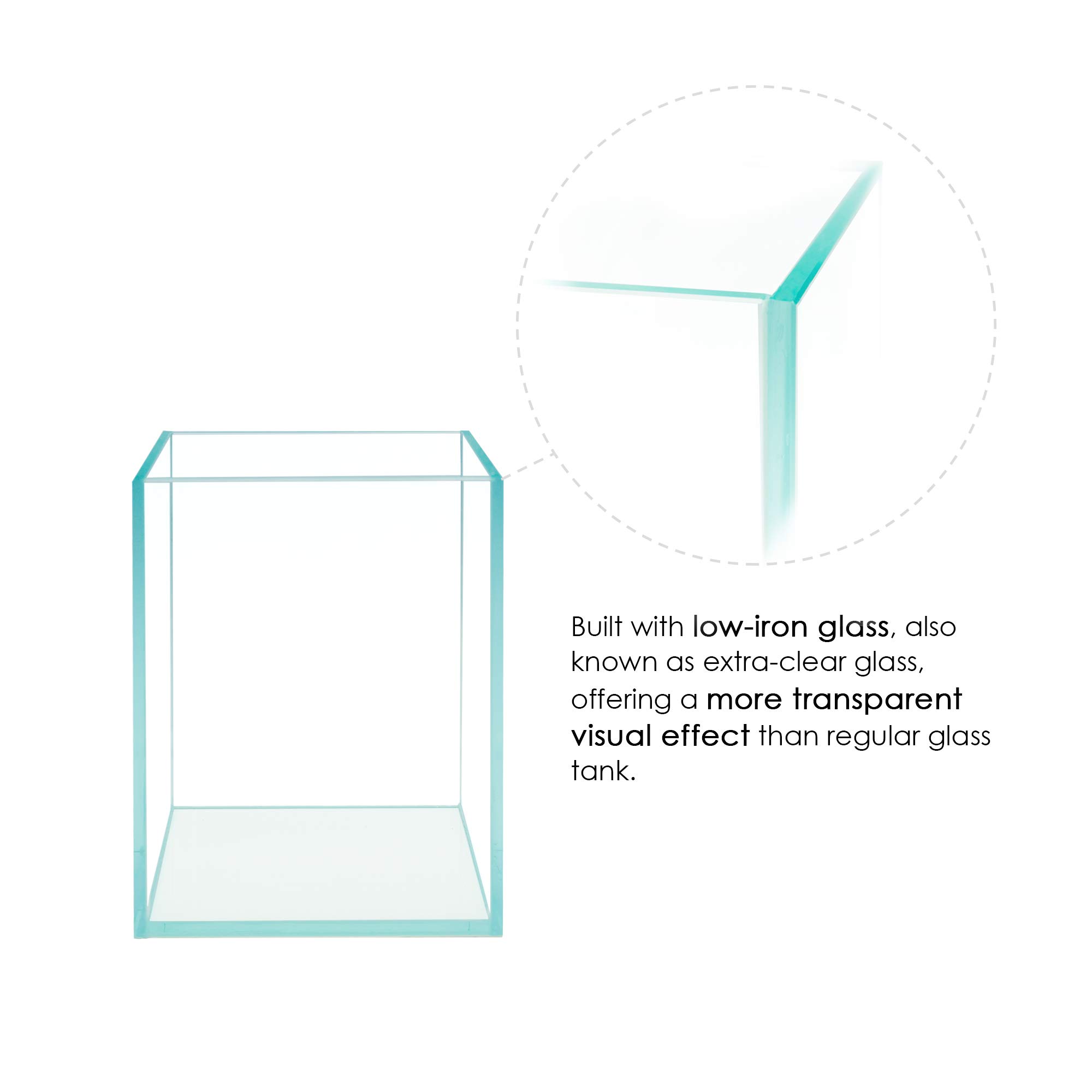 Premium Nano Tall Rimless Frameless Aquarium Tank - Ultra Clear Low Iron 5mm Glass with White Leveling Mat & Optional Lids - Perfect for Home Office Desktop, Zen Decor, Betta Fish, Shrimp & Nano Aquatic Ecosystems