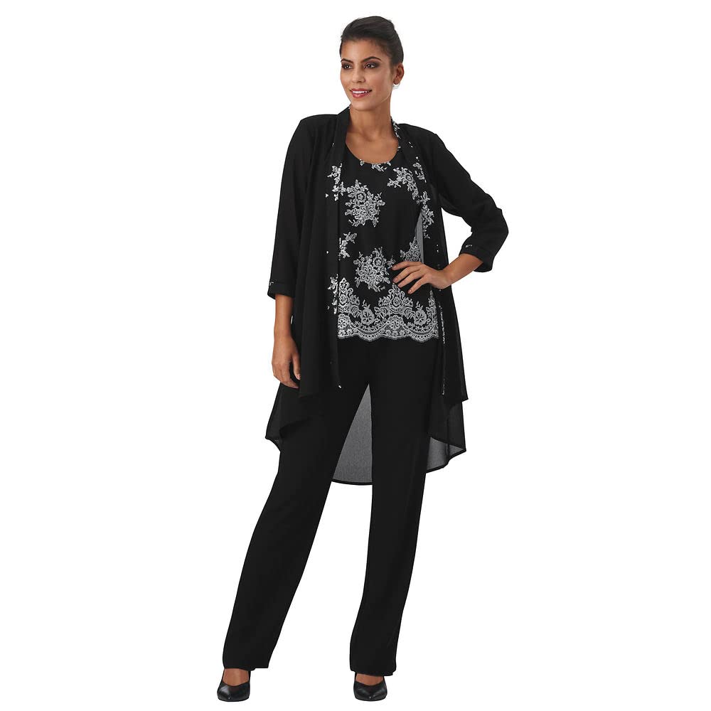 Masseys Sequin Embroidered 3-Piece Pant Set for Women | Elegant Evening Outfits & Party Wear | Perfect for Weddings, Prom, and Special Occasions