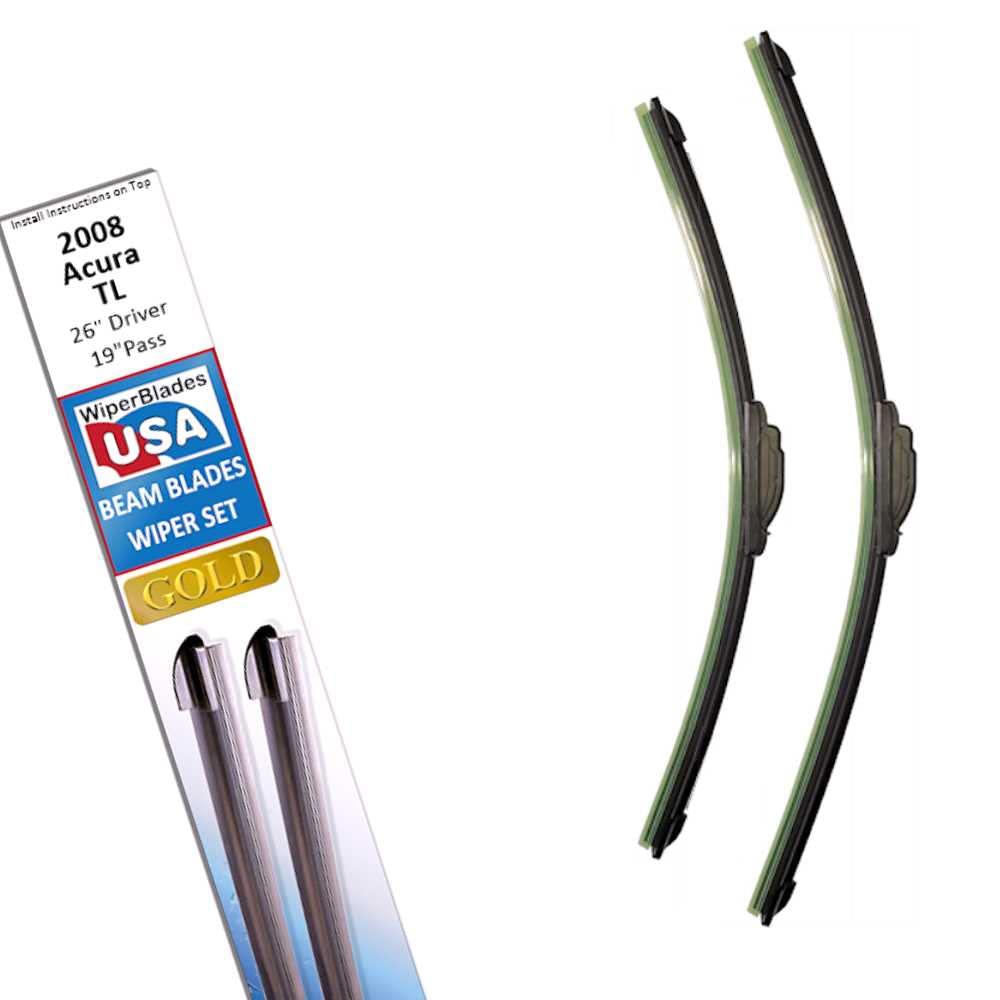 2008 Acura TL Replacement Wiper Blades Set - Beam Blade Wipers by WiperBladesUSA Gold - High Performance All-Weather Windshield Wipers for Rain, Snow, and Clear Visibility