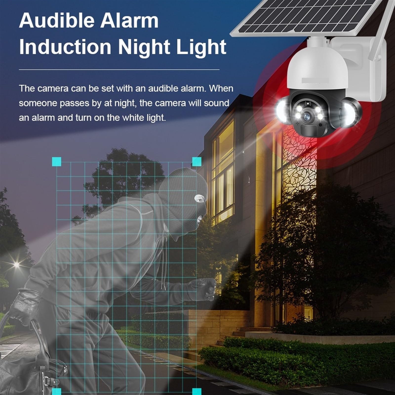 4MP 4G LTE Wireless Security Camera with Solar Panel - Outdoor CCTV Surveillance System with SIM Card Slot, 6W Solar Power & Long Battery Life for Home Security (White, Includes 128GB Storage) - Perfect for Monitoring Backyards, Driveways & Remote Properties Without WiFi
