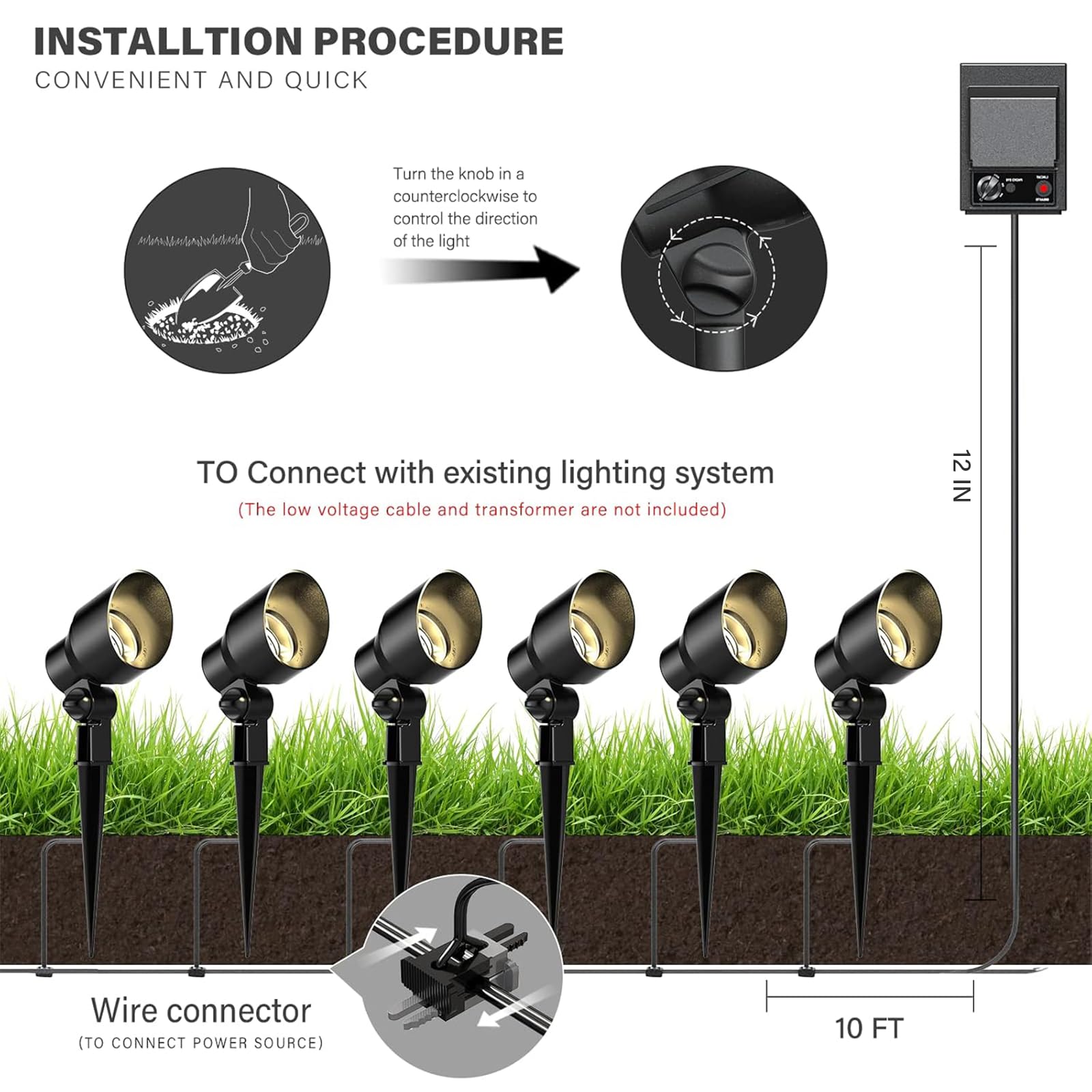 6 Watt LED Floodlight, 8 Pack - Waterproof Outdoor Landscape Lighting for Driveway, Yard, Lawn, Garden & Pathways - Bright Energy-Efficient Spotlights for Home Security & Decoration