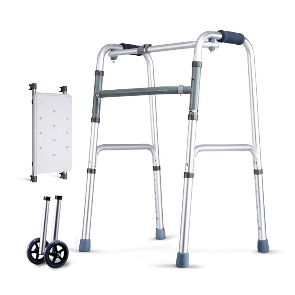 Foldable Shower Chair with Wheels - Adjustable Height Rollator Walker for Elderly & Mobility Aid - Padded Seat Zimmer Frame for Bathroom Safety & Indoor/Outdoor Use