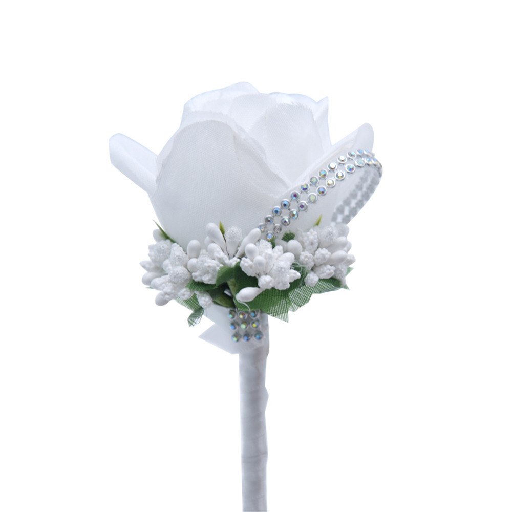 Elegant Rose Boutonniere for Groom & Groomsmen - Wedding, Prom, Party Corsage Flower Brooch - Perfect for Formal Events & Special Occasions