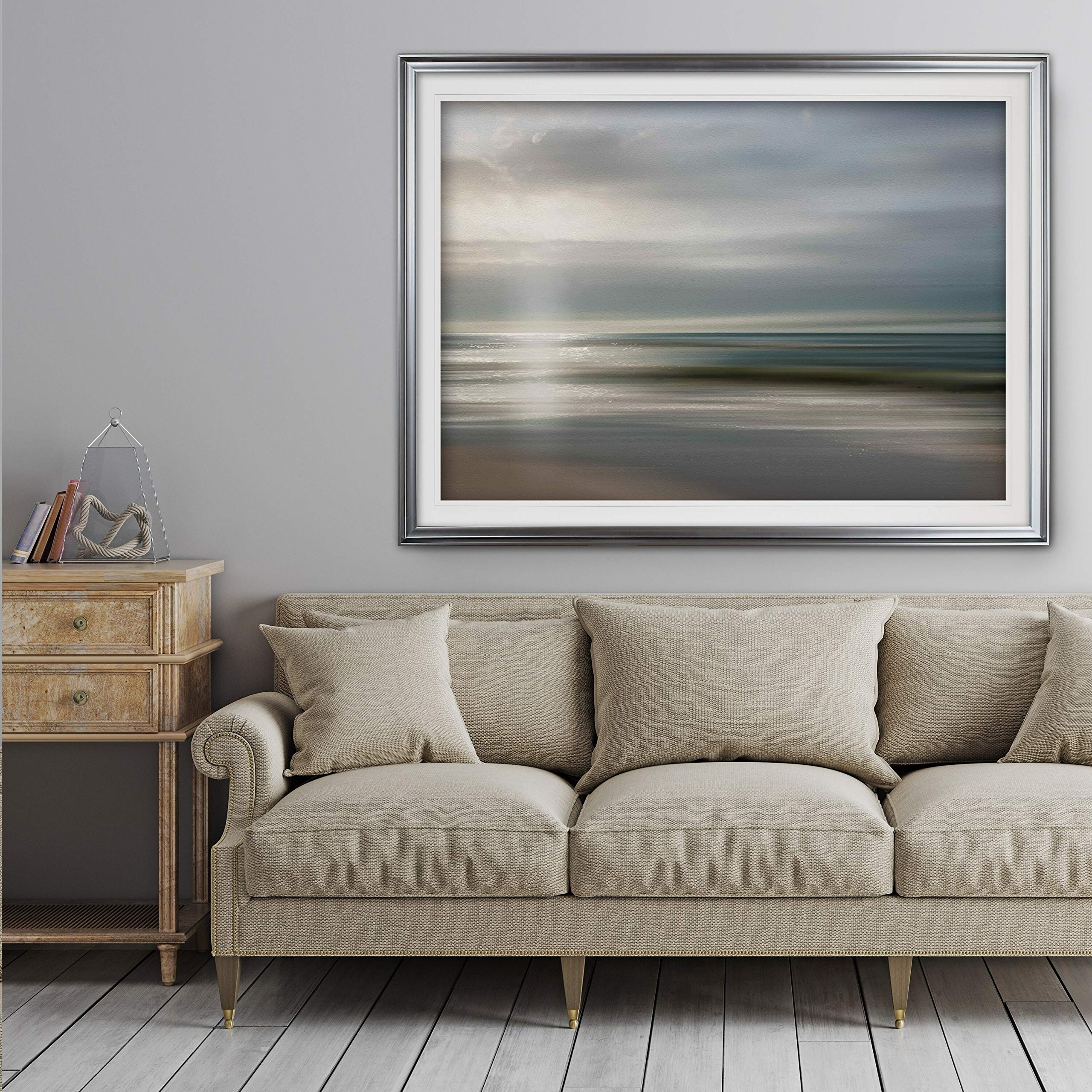 WEXFORD HOME Setting Sun - Premium Framed Wall Art Print in Gold Oversized (24x36) - Perfect for Living Room, Bedroom & Office Decor