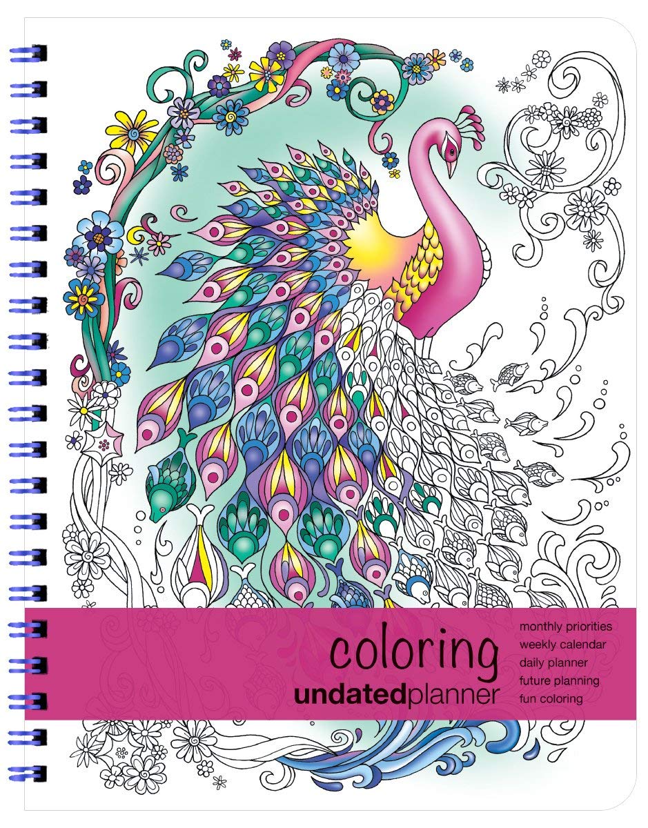 Undated Coloring Day Planner (8.5 x 11 inches) - Large Weekly & Monthly Organizer with Appointment Schedule, Goals and Notes Section - Perfect for Work, School, Art Therapy and Stress Relief