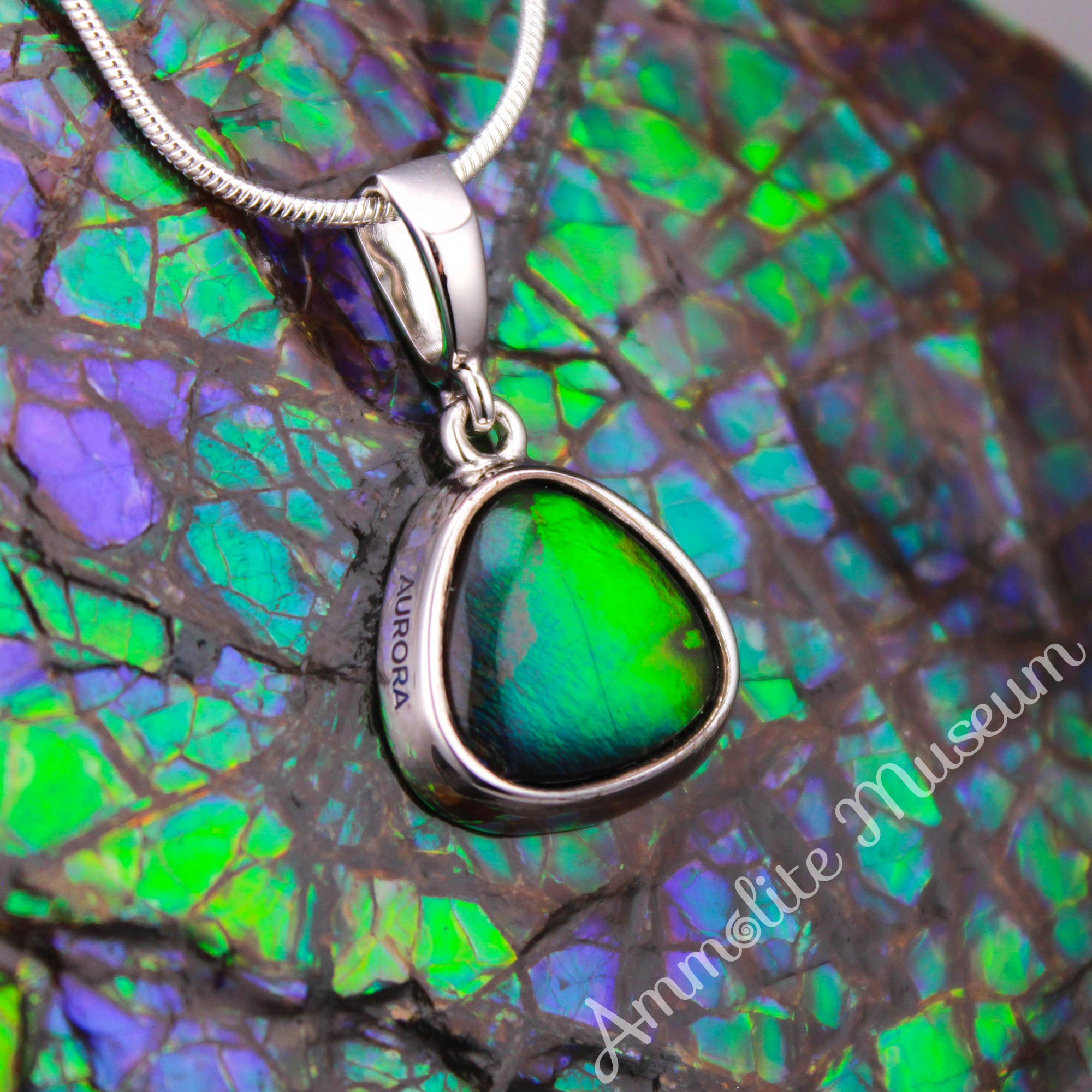 Exquisite Sterling Silver Trilliant Ammolite Pendant | Genuine Ammolite Gemstone Jewelry | Perfect for Gifts & Special Occasions