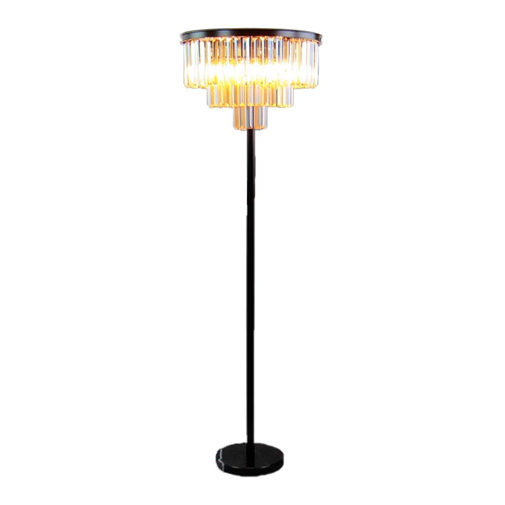 Modern Crystal Shade Floor Lamp - Tall Standing Light for Living Room, Bedroom & Office - Adjustable Brightness LED Floor Lamp with Remote Control (Perfect for Reading, Relaxing & Home Decor)
