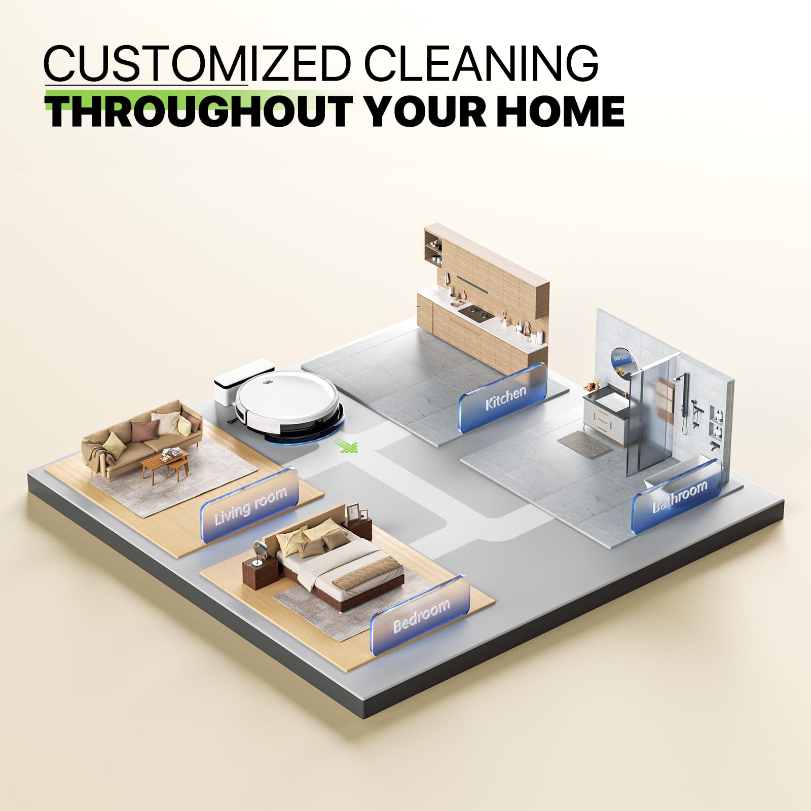 Magshion Robot Vacuum Mop Combo, 2800Pa Wi-Fi, Self-Charging - Perfect for Hard Floors & Carpets
