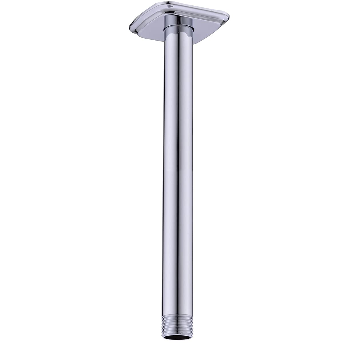 12 Inch Chrome Ceiling Mounted Shower Arm with Flange - Straight Extension Arm for Rainfall Shower Head | Perfect for Modern Bathroom & Spa-Like Shower Experience