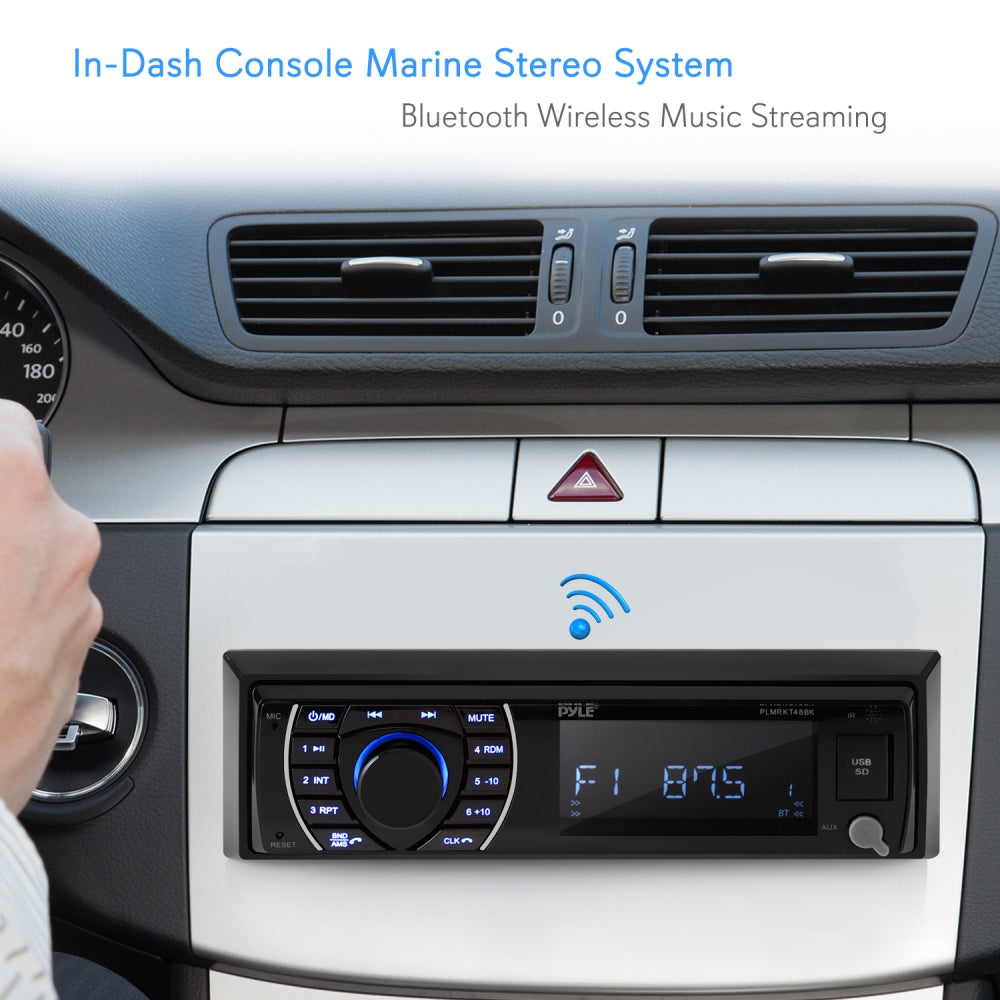 Waterproof Bluetooth Marine Stereo System with Speakers - Perfect for Boats, Yachts & Outdoor Water Activities