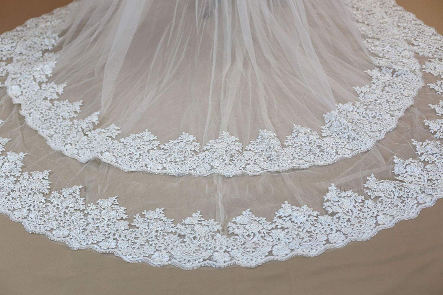 EllieHouse 2 Layer Detachable Lace Wedding Train Overskirt - Tulle Bridal Party Dress Accessory for Plus Size Women | Perfect for Bridal Showers, Receptions & Formal Events