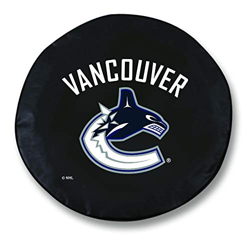 Holland Bar Stool Co. Vancouver Canucks HBS Black Vinyl Fitted Spare Tire Cover - Durable Car Wheel Protection for Trucks, SUVs & RVs (Outdoor Travel & Tailgating Accessory)