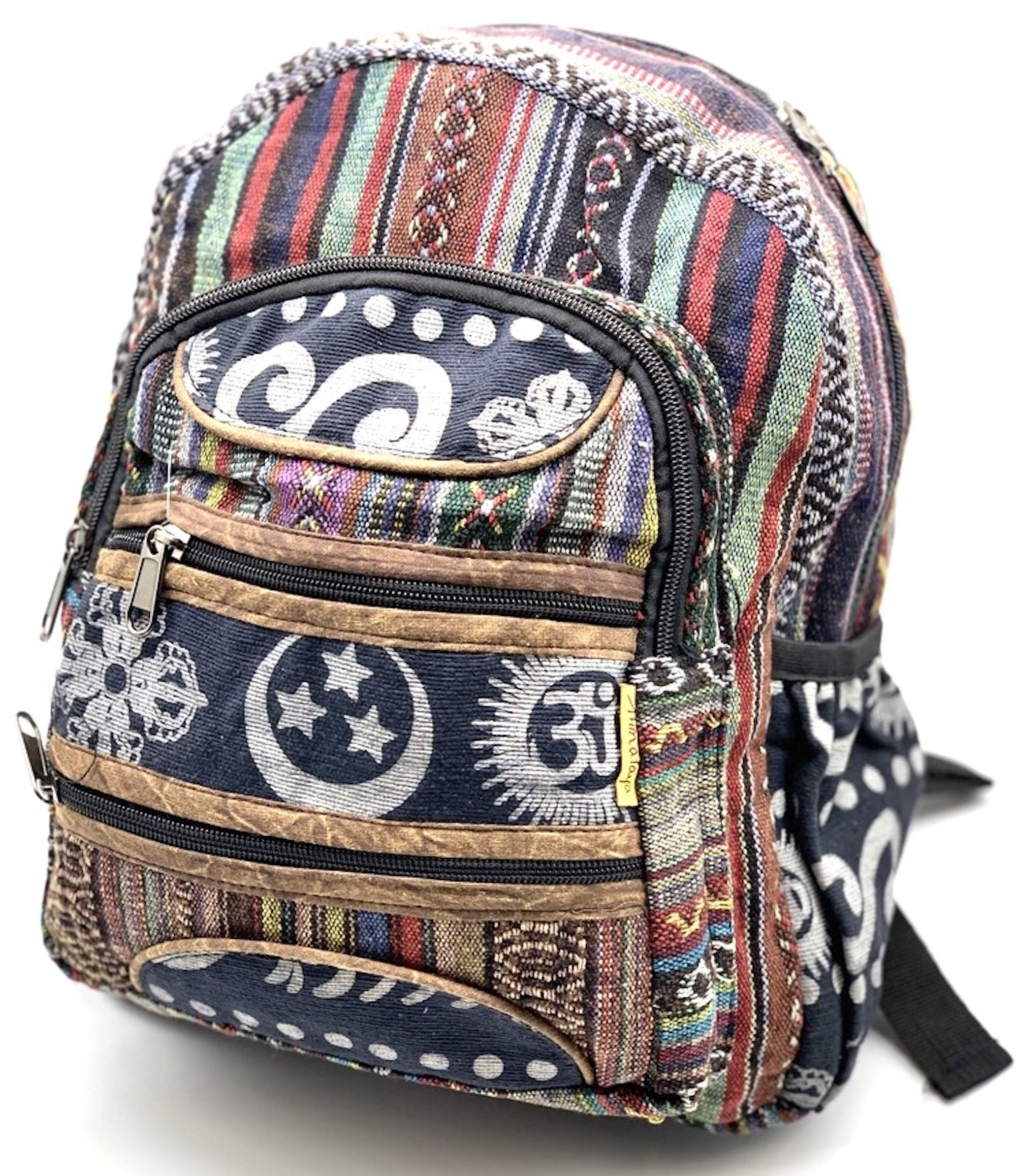 Himalayan Handmade Cotton Backpack - Unique Hippie Design, Small & Lightweight for Hiking, Festivals, Travel & Tablet Carrying | Fair Trade & Eco-Friendly | Perfect for Outdoor Adventures & Daily Use