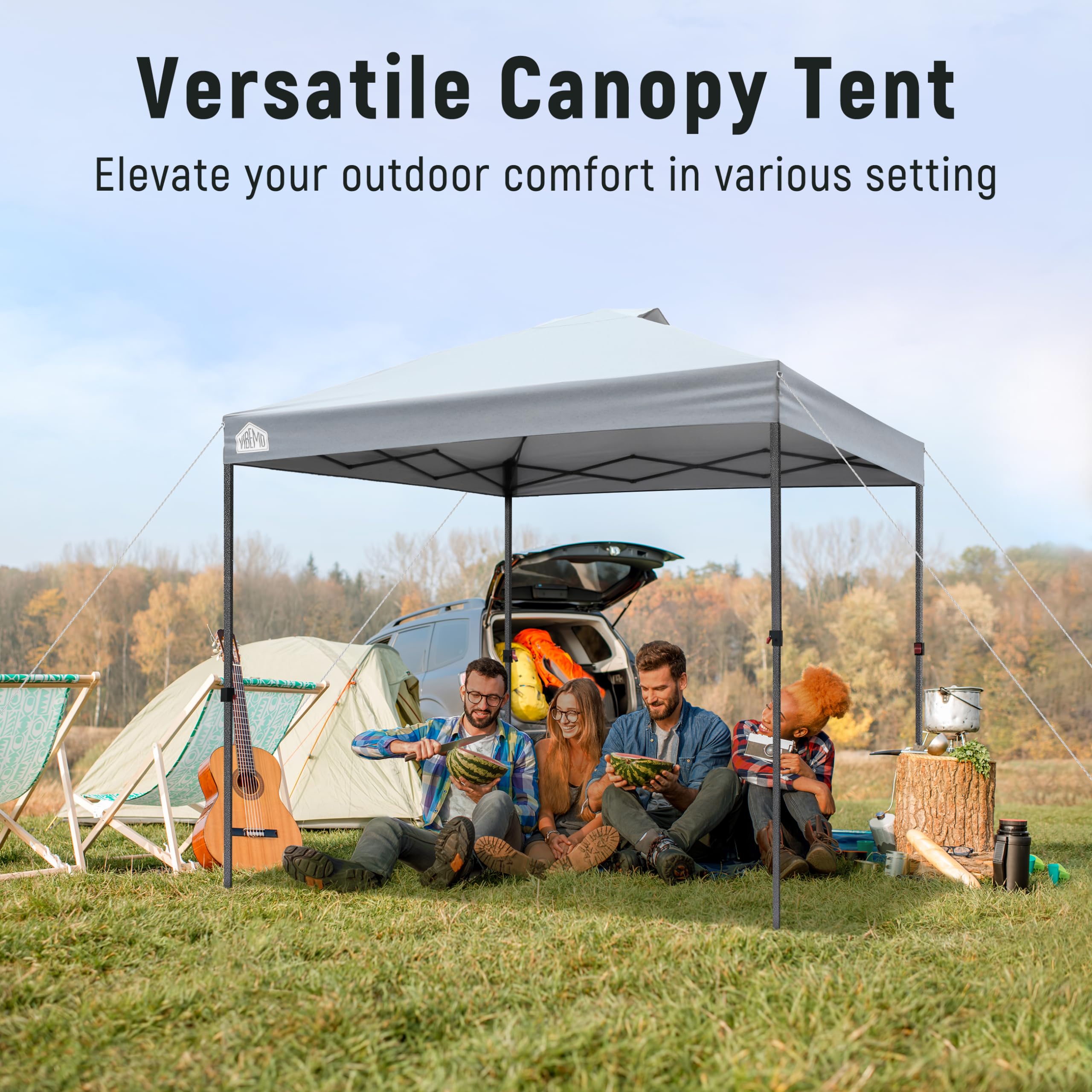 10x10 Pop Up Canopy Tent - Easy 1-Person Setup with Roller Bag, 3 Adjustable Heights, 4 Sandbags & 8 Stakes - Waterproof & UPF50+ Sun Protection - Perfect for Outdoor Parties, Beach Events, Camping & Backyard Gatherings