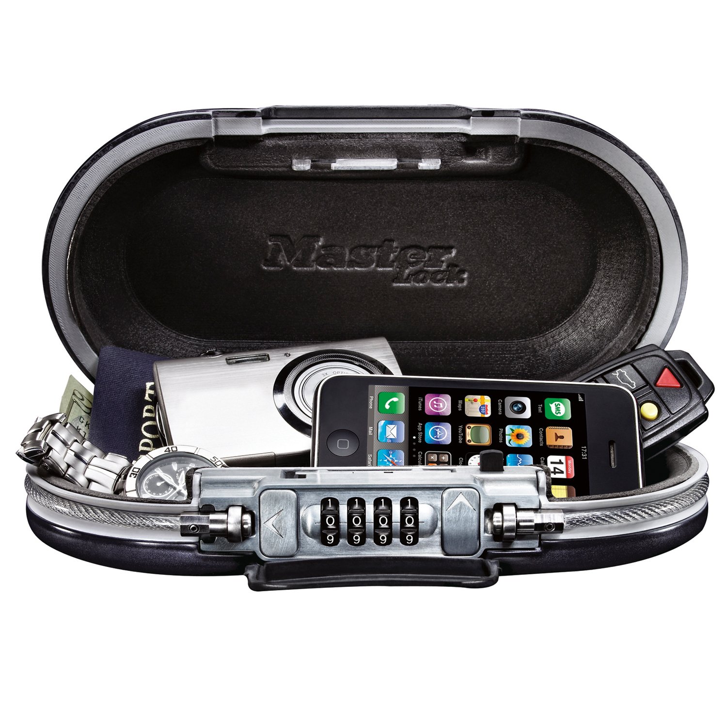 Master Lock 5900D Portable Safe Box with Resettable Combination Lock - Travel Security Safe for Valuables, Cash & Documents - Perfect for Hotels, Camping & Beach Trips