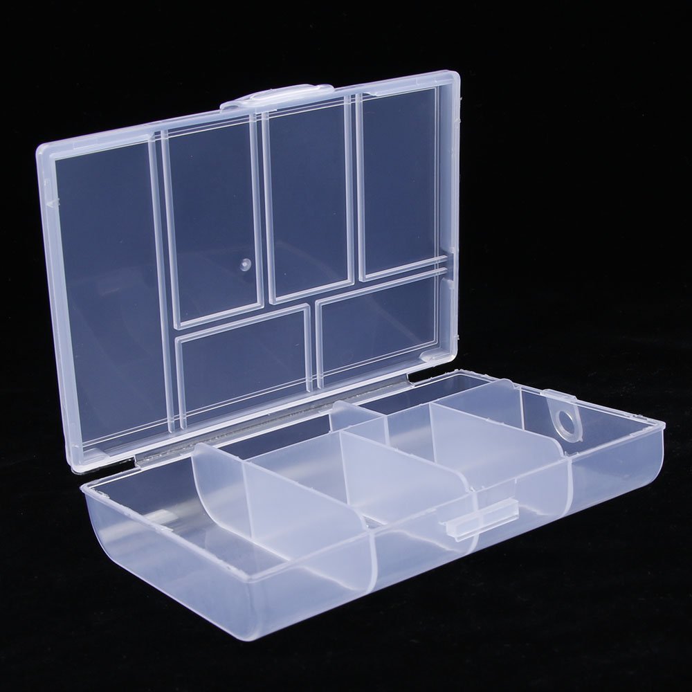 2 Pack Clear Plastic Jewelry Organizer Boxes with 6 Grid Dividers - Perfect for Earrings, Rings, Necklaces & Small Accessories Storage - Ideal for Travel, Home & Retail Display